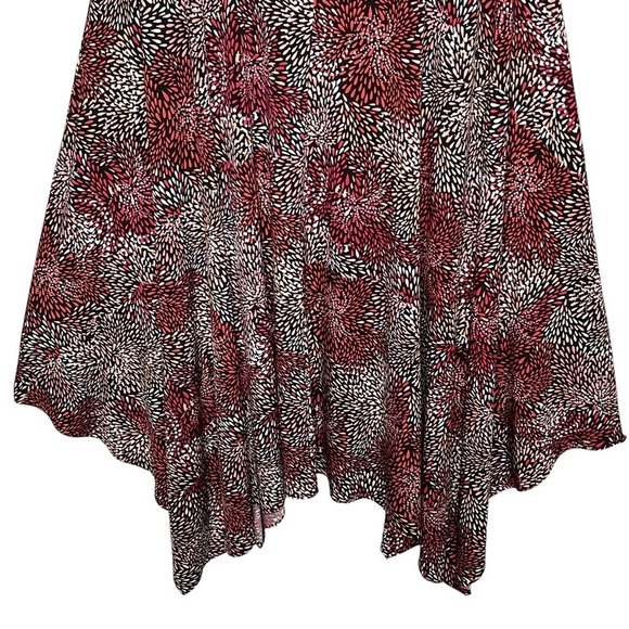 The Limited Off Shoulder Handkerchief Hem Midi Dress L Mauve White Black Print - Picture 7 of 16